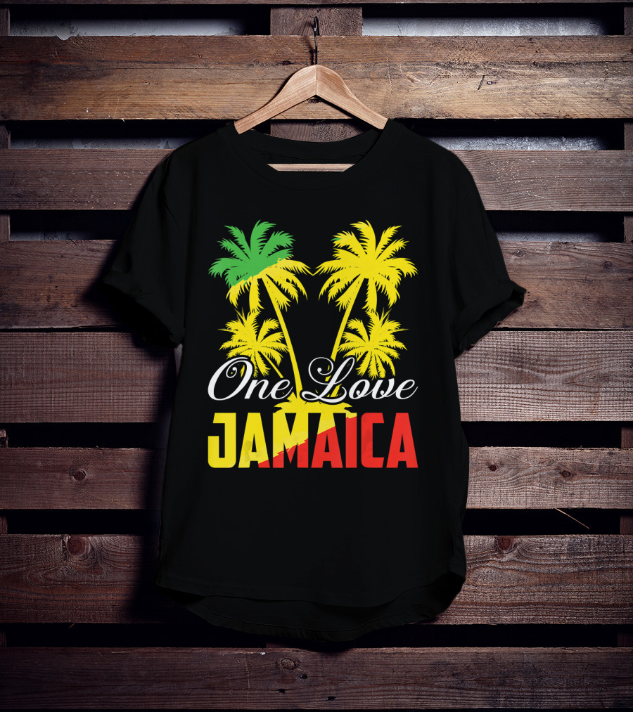 One Love Jamaica Vacation Reggae Music Palm Trees T-Shirt