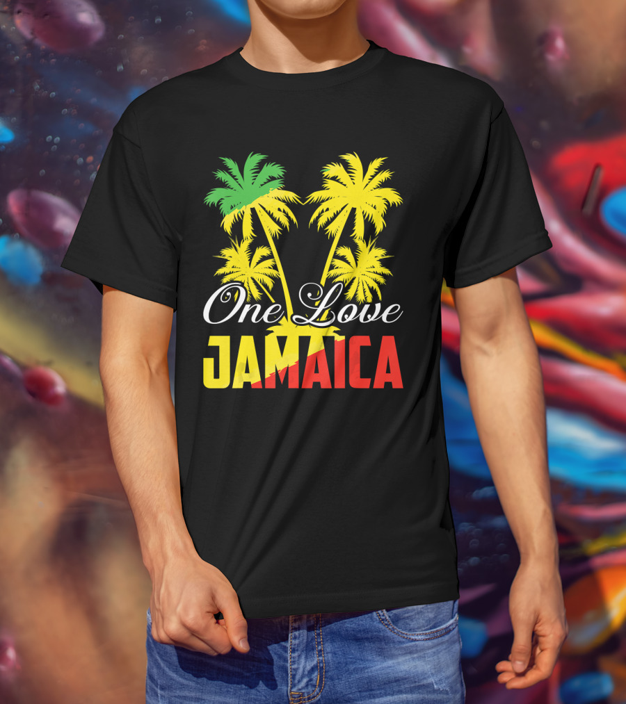 One Love Jamaica Vacation Reggae Music Palm Trees T-Shirt