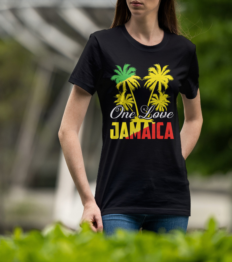 One Love Jamaica Vacation Reggae Music Palm Trees T-Shirt
