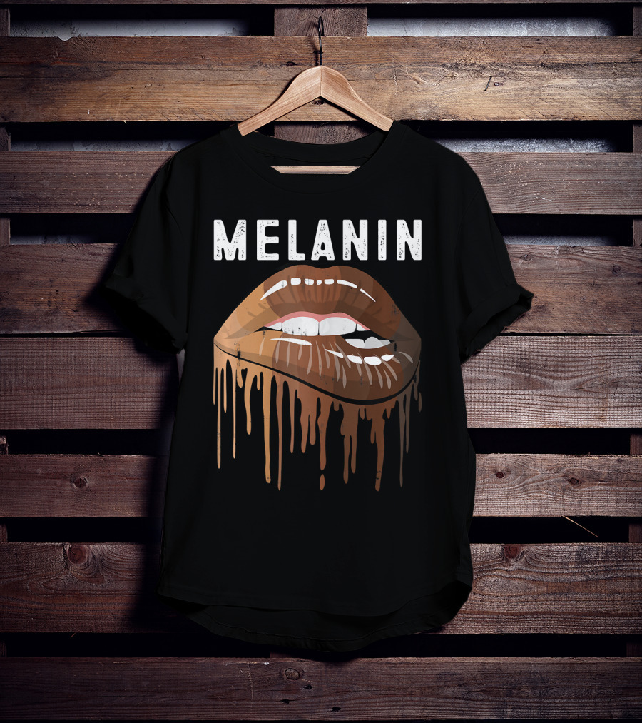 Melanin Dripping Lips Art Black History African American Pride T-Shirt