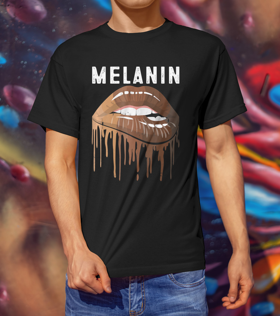 Melanin Dripping Lips Art Black History African American Pride T-Shirt