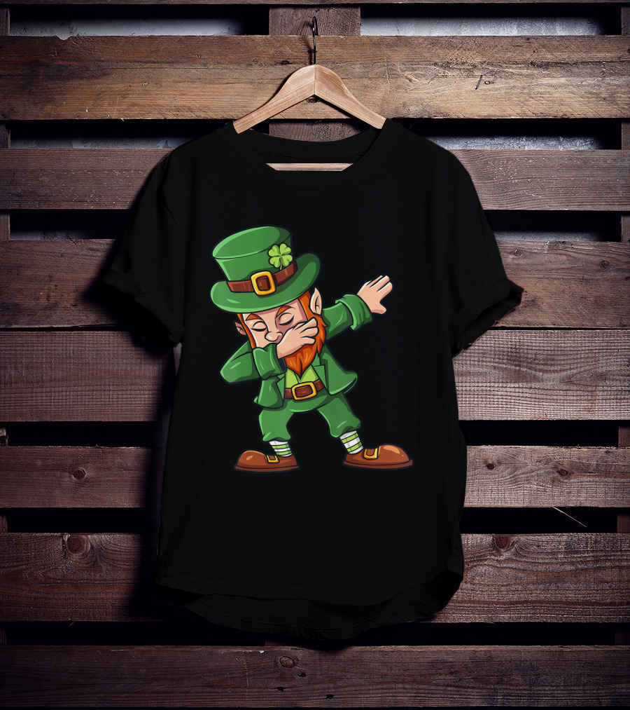 St Patricks Day Dabbing Leprechaun Irish Lucky Clover T-Shirt