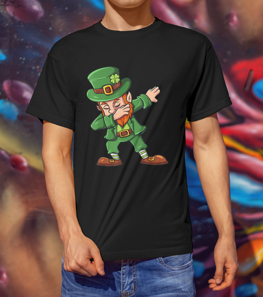 St Patricks Day Dabbing Leprechaun Irish Lucky Clover T-Shirt