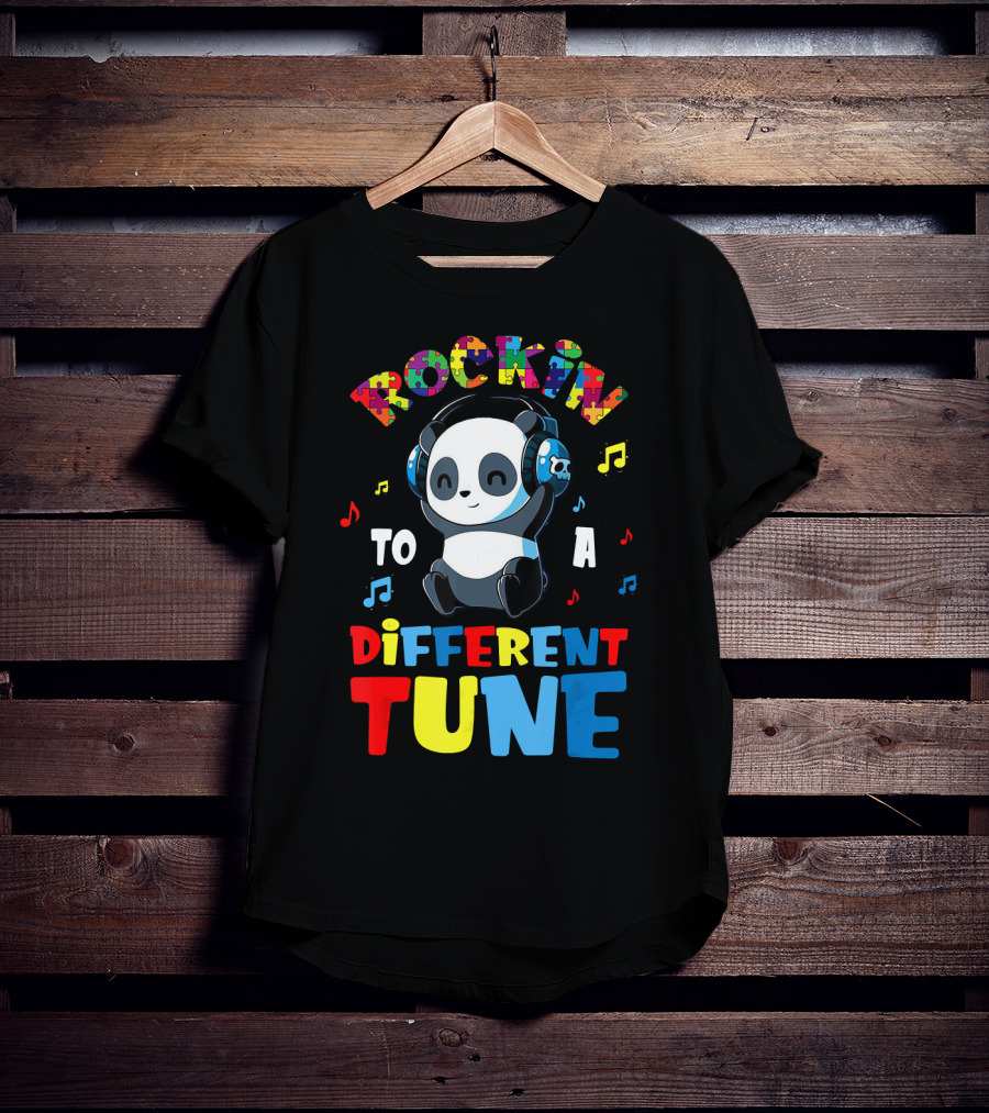 Rockin To A Different Tune Panda Autism Awareness T-Shirt