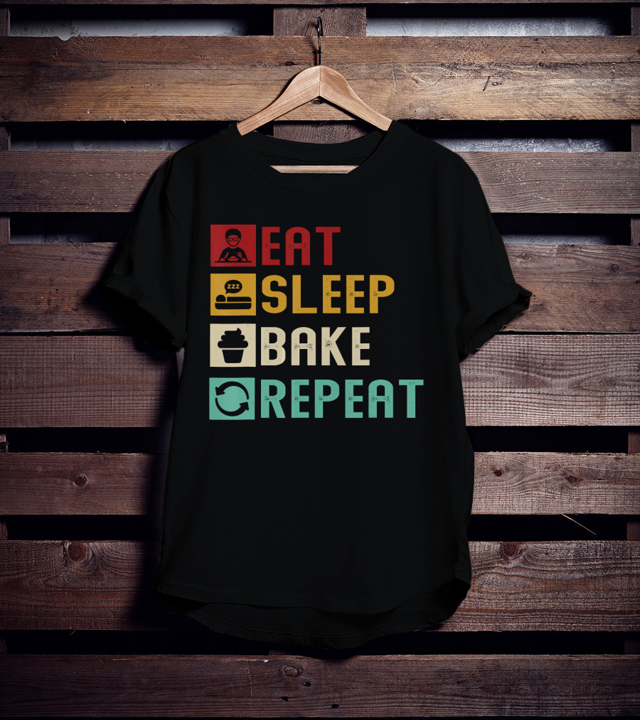 Eat Sleep Bake Repeat Vintage Baking Baker T-Shirt