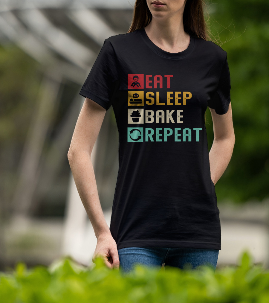 Eat Sleep Bake Repeat Vintage Baking Baker T-Shirt
