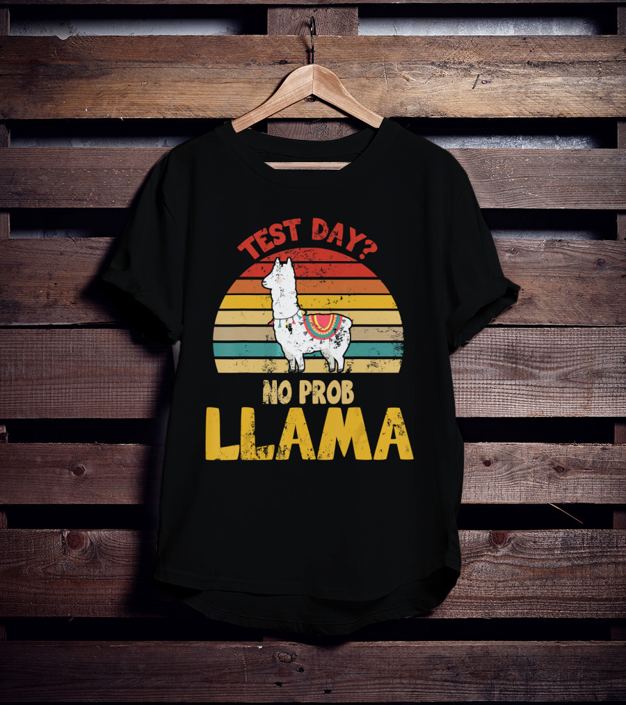 Vintage Test Day? No Prob Llama Retro Teacher T-Shirt