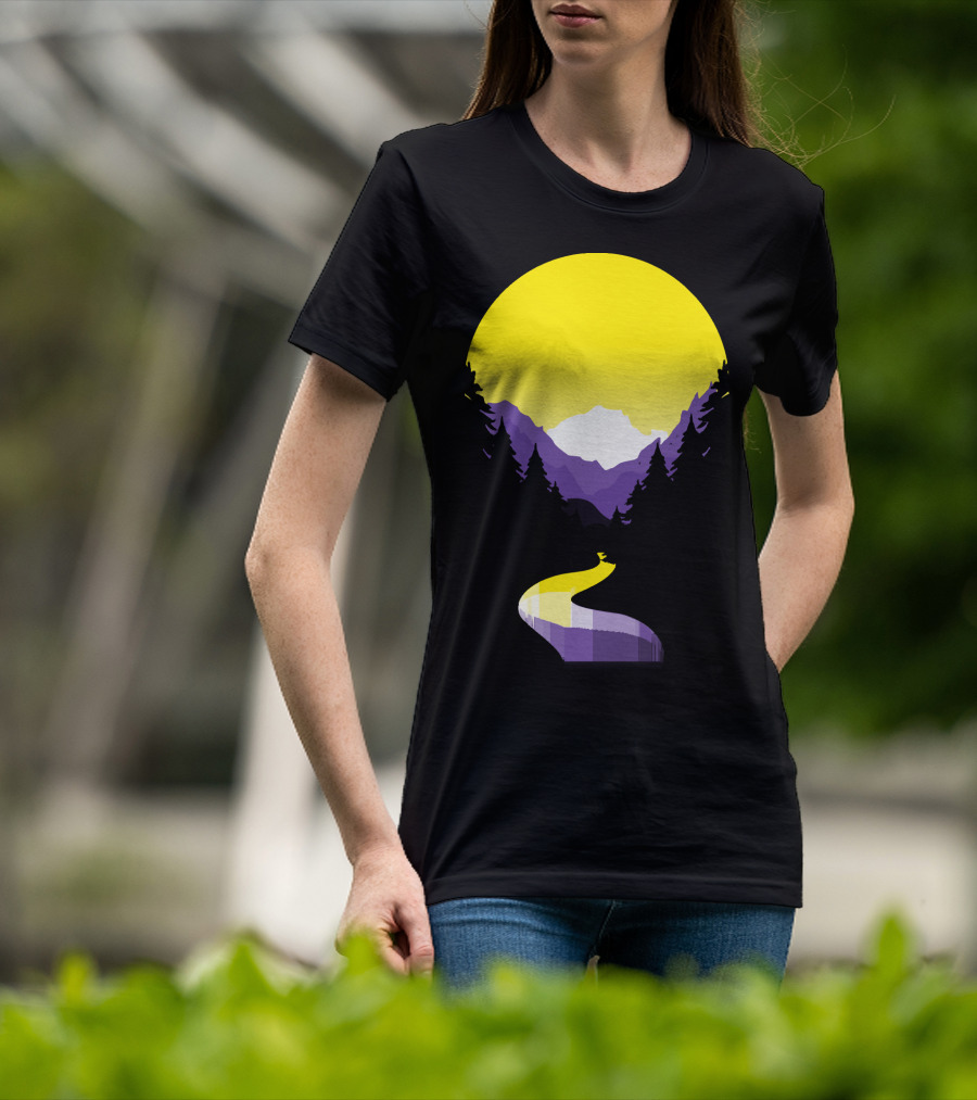 Non Binary Pride Sunset Mountain Landscape T-Shirt