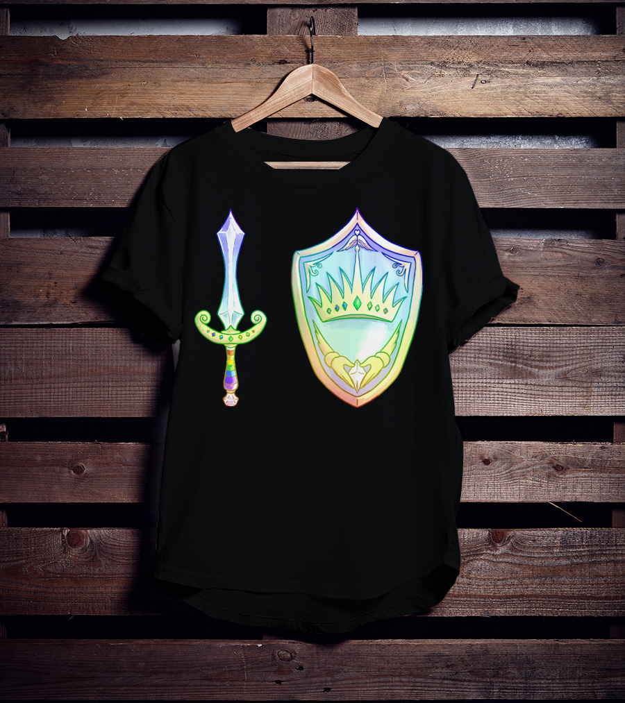 Rainbow Armory Crystal Sword Shield Crown T-Shirt