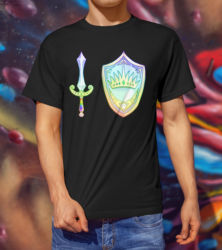 Rainbow Armory Crystal Sword Shield Crown T-Shirt