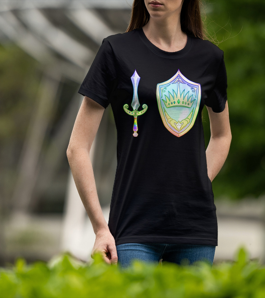 Rainbow Armory Crystal Sword Shield Crown T-Shirt