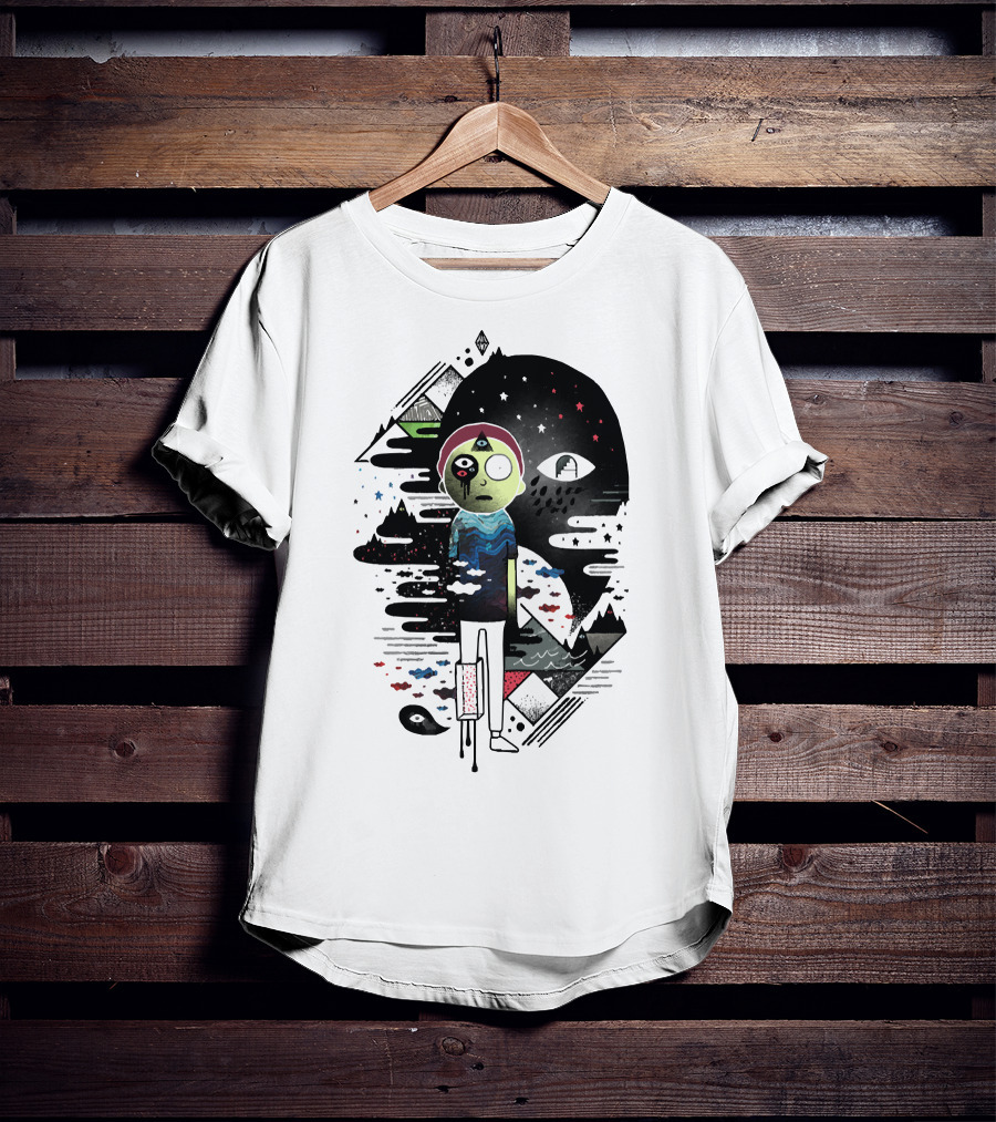 Inner Dimensional Morty Surreal Cosmic Exploration With Third Eye And Galaxy Elements T-Shirt