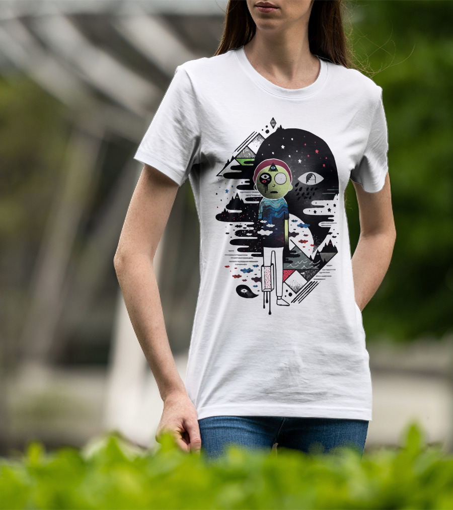 Inner Dimensional Morty Surreal Cosmic Exploration With Third Eye And Galaxy Elements T-Shirt