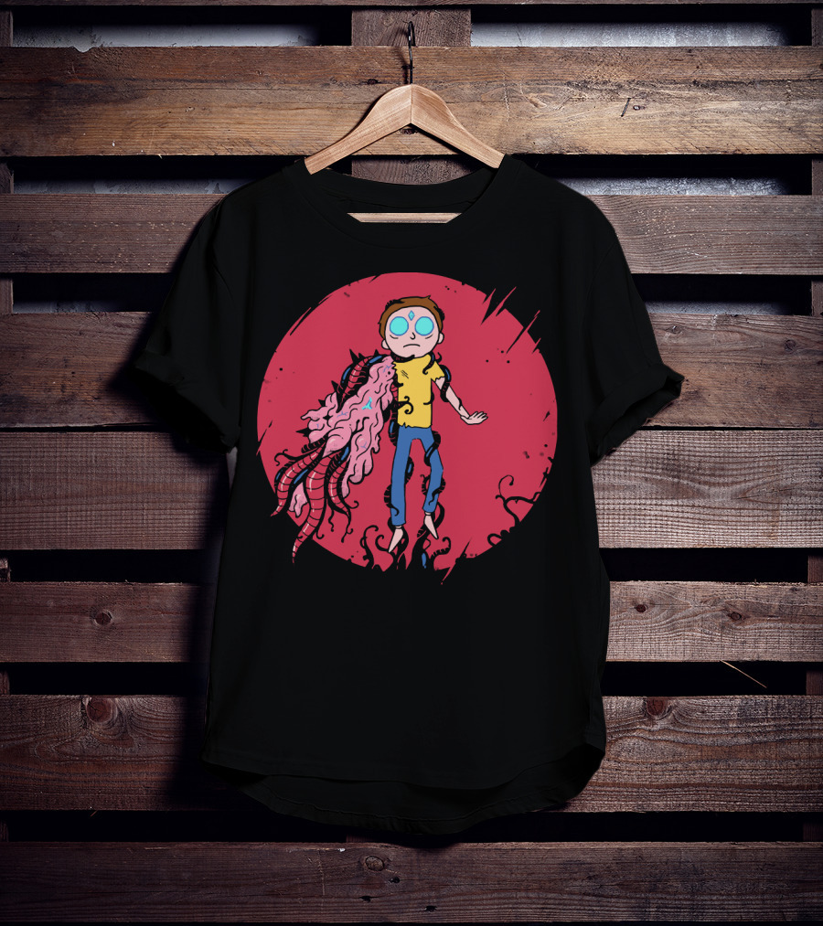 Anime Morty Tentacle Transformation Red Circle Background T-Shirt