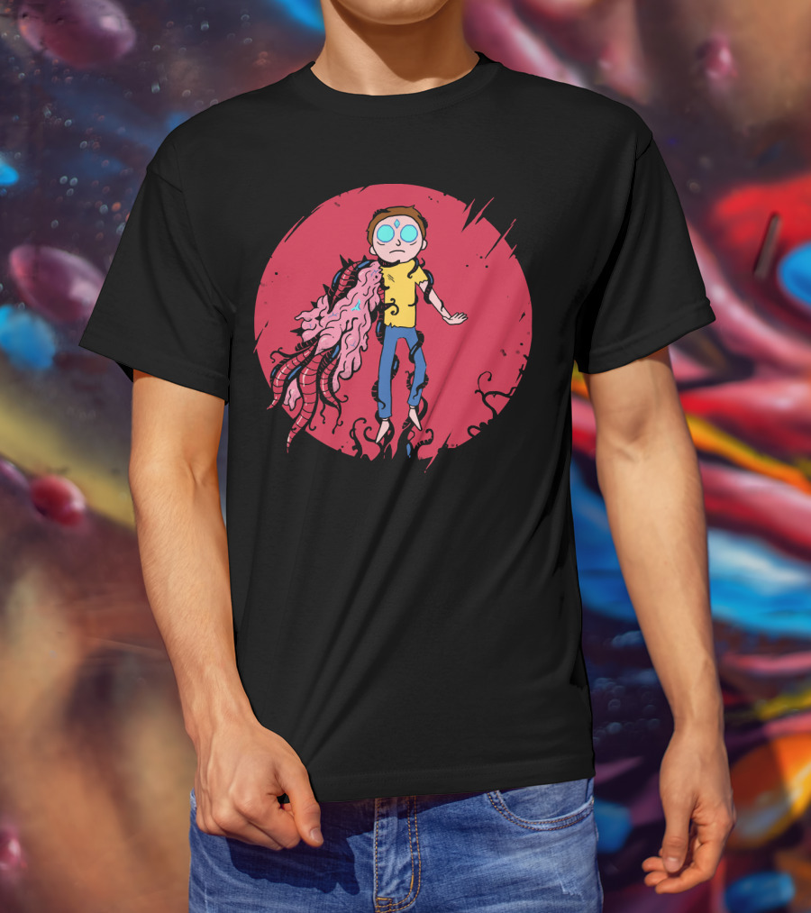 Anime Morty Tentacle Transformation Red Circle Background T-Shirt