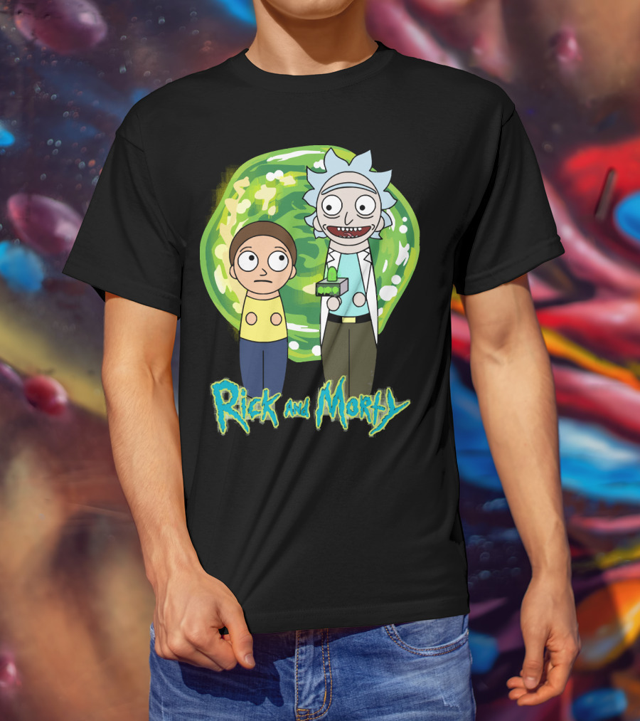 Rick And Morty Green Portal Cute Characters T-Shirt