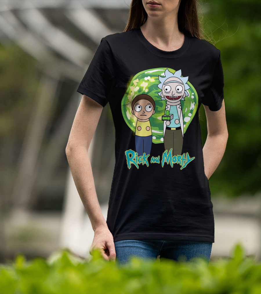 Rick And Morty Green Portal Cute Characters T-Shirt