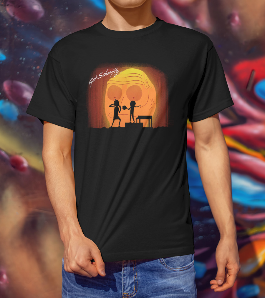 Get Schwifty Rick And Morty Concert Silhouette Against Giant Head T-Shirt