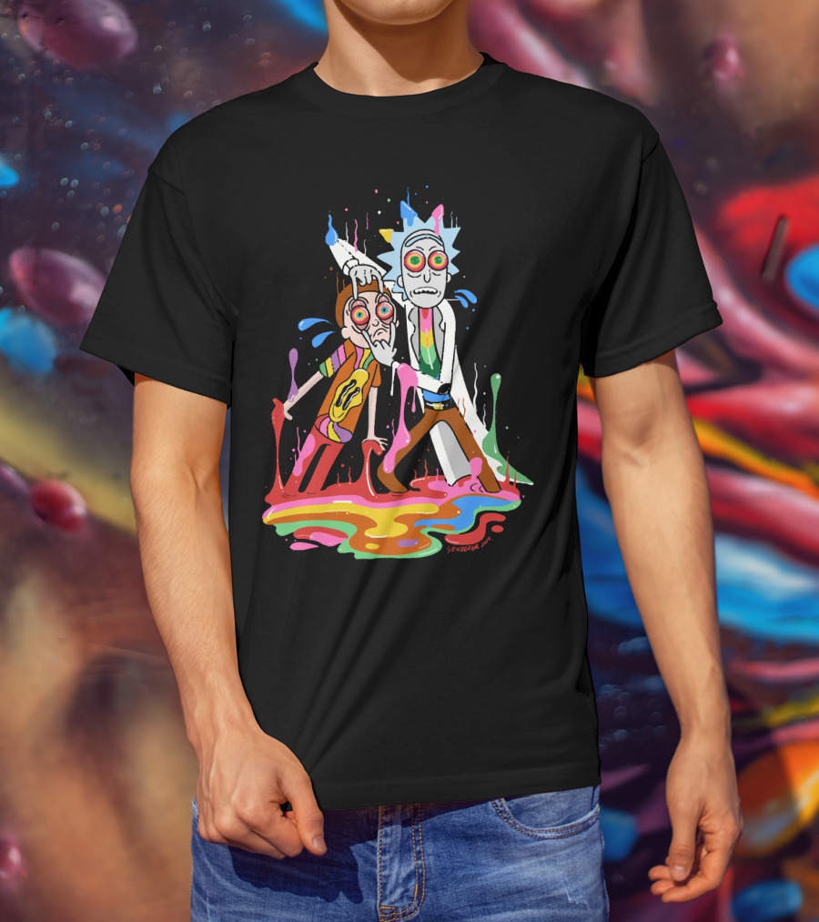 Rick Morty Tripp Psychedelic Adventure With Colorful Melting Portal T-Shirt