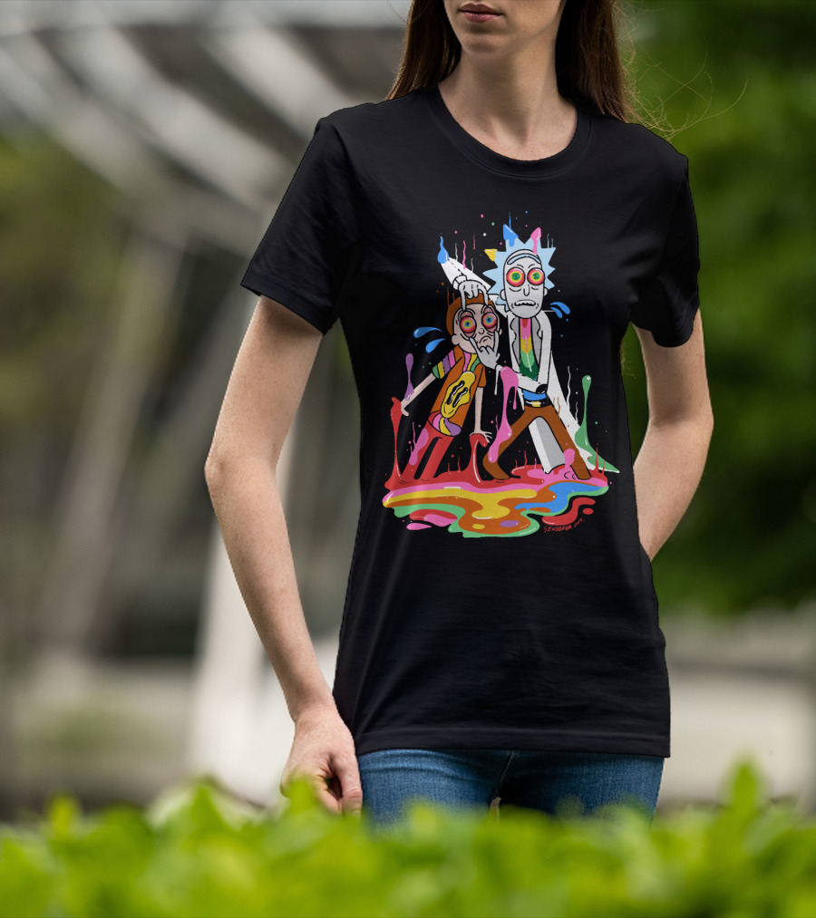 Rick Morty Tripp Psychedelic Adventure With Colorful Melting Portal T-Shirt