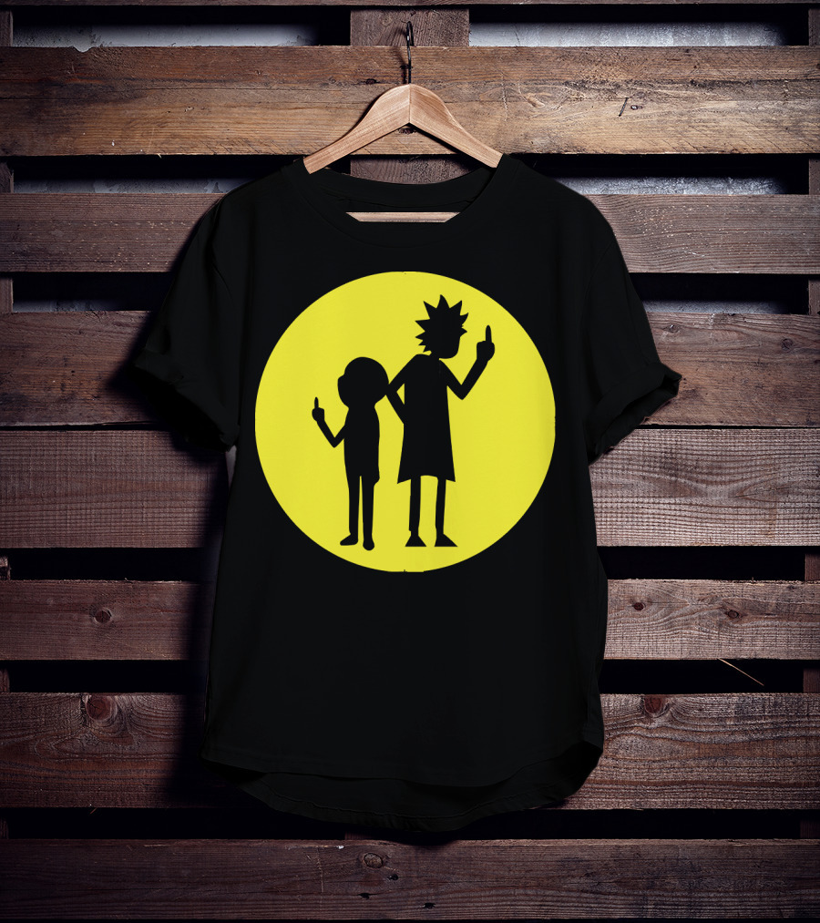 Rick And Morty Silhouette Circle Middle Finger T-Shirt