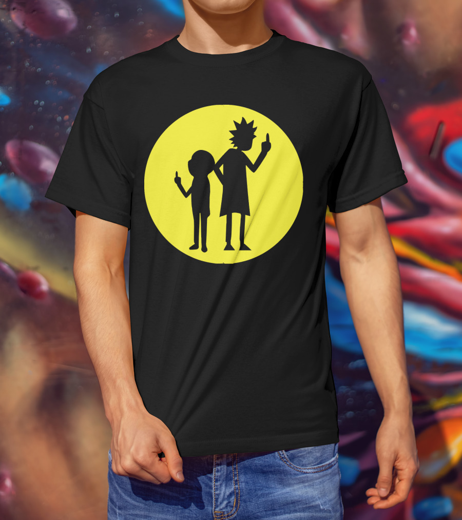 Rick And Morty Silhouette Circle Middle Finger T-Shirt