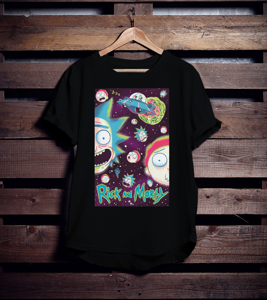 Rick And Morty Galaxy Adventure Cartoon Spaceship Outer Space 3-3-6 T-Shirt