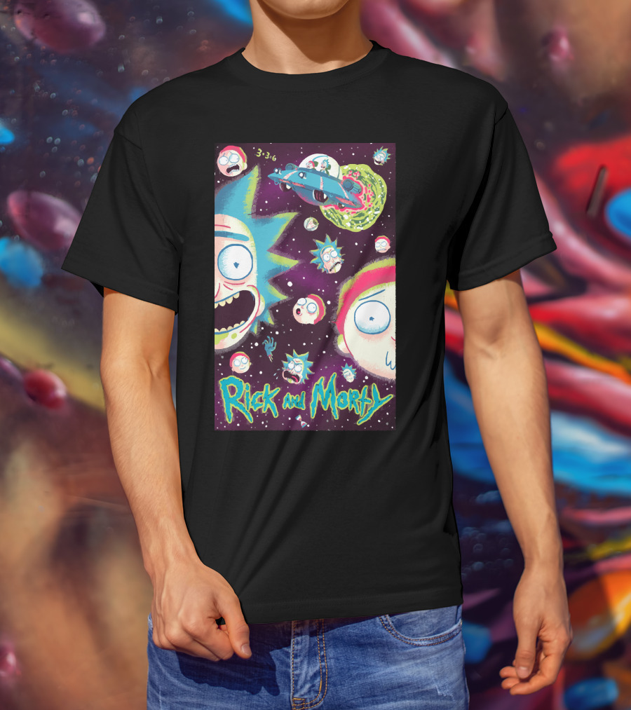Rick And Morty Galaxy Adventure Cartoon Spaceship Outer Space 3-3-6 T-Shirt