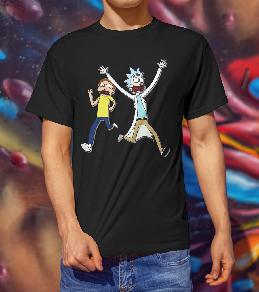 Rick And Morty Panic Running Animation T-Shirt