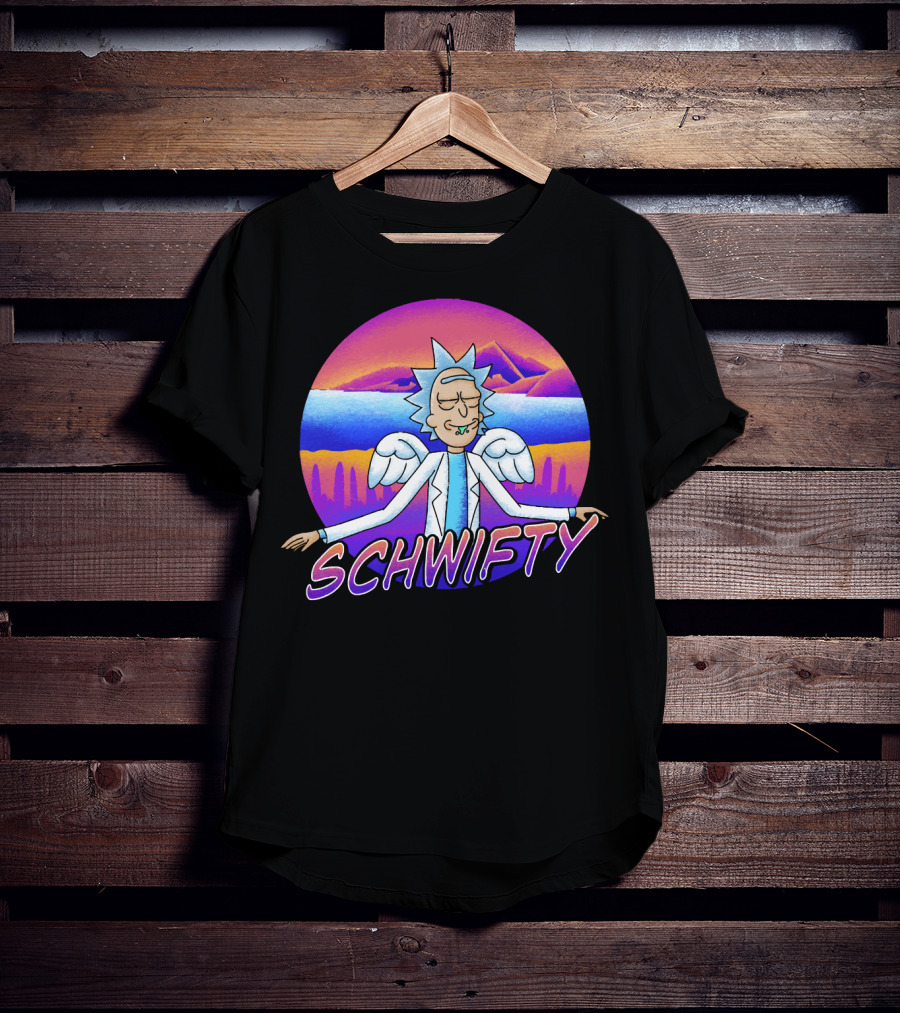 Rick And Morty Schwifty Angel Wings Psychedelic Sunset T-Shirt