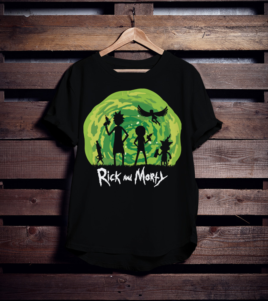 Rick And Morty Schwifty Patrol Silhouette Portal Adventure T-Shirt