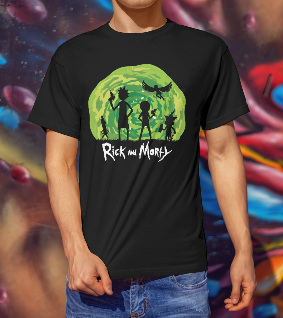 Rick And Morty Schwifty Patrol Silhouette Portal Adventure T-Shirt