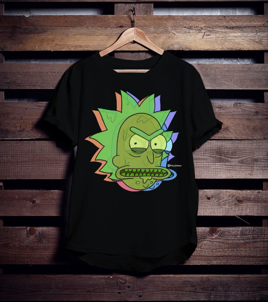 Toxic Rick Slime Face Multicolor Portal Fan T-Shirt