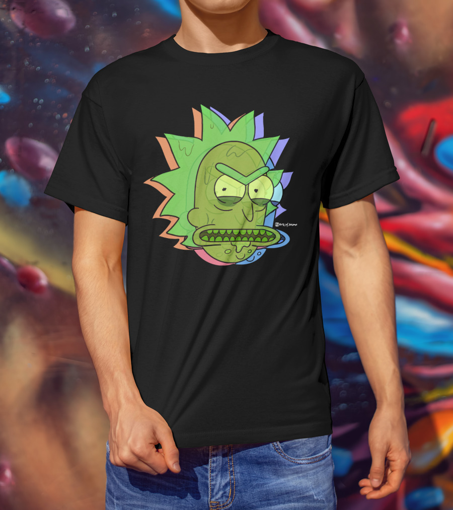 Toxic Rick Slime Face Multicolor Portal Fan T-Shirt