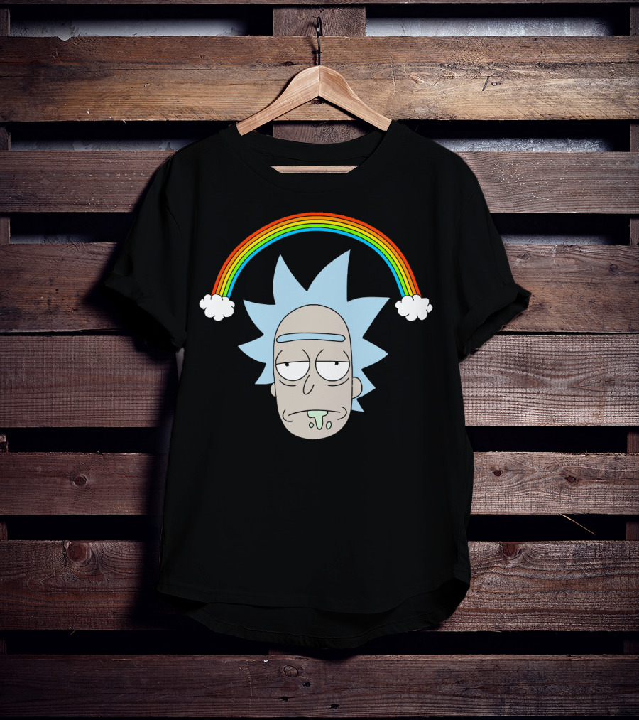 Rick Head With Rainbow And Clouds T-Shirt
