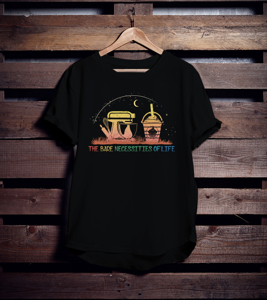 The Bare Necessities Of Life: Baking Mixer Moon And Cupcake Drink Cup T-Shirt
