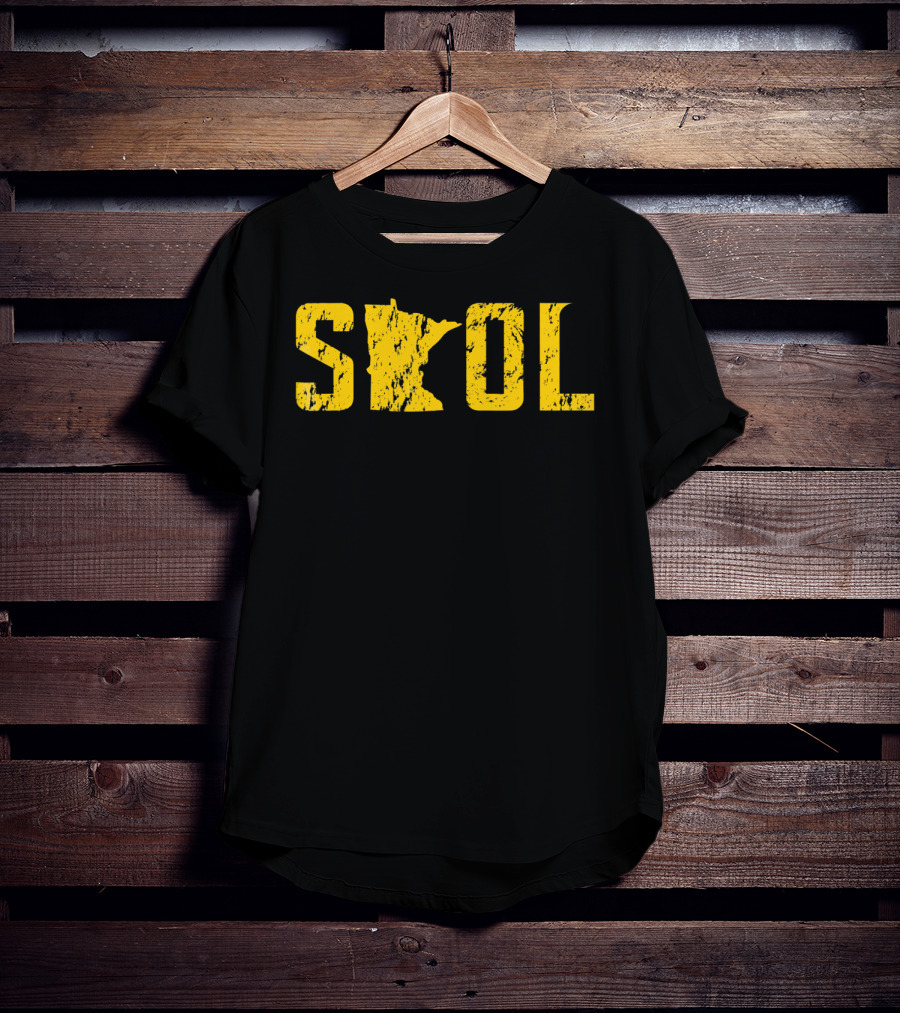 SKOL Minnesota Distressed Yellow Vintage Style Viking Purple And Yellow T-Shirt
