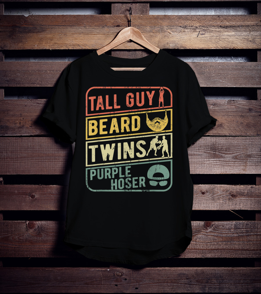 Tall Guy Beard Twins Purple Hoser Sports Iconic Symbols T-Shirt