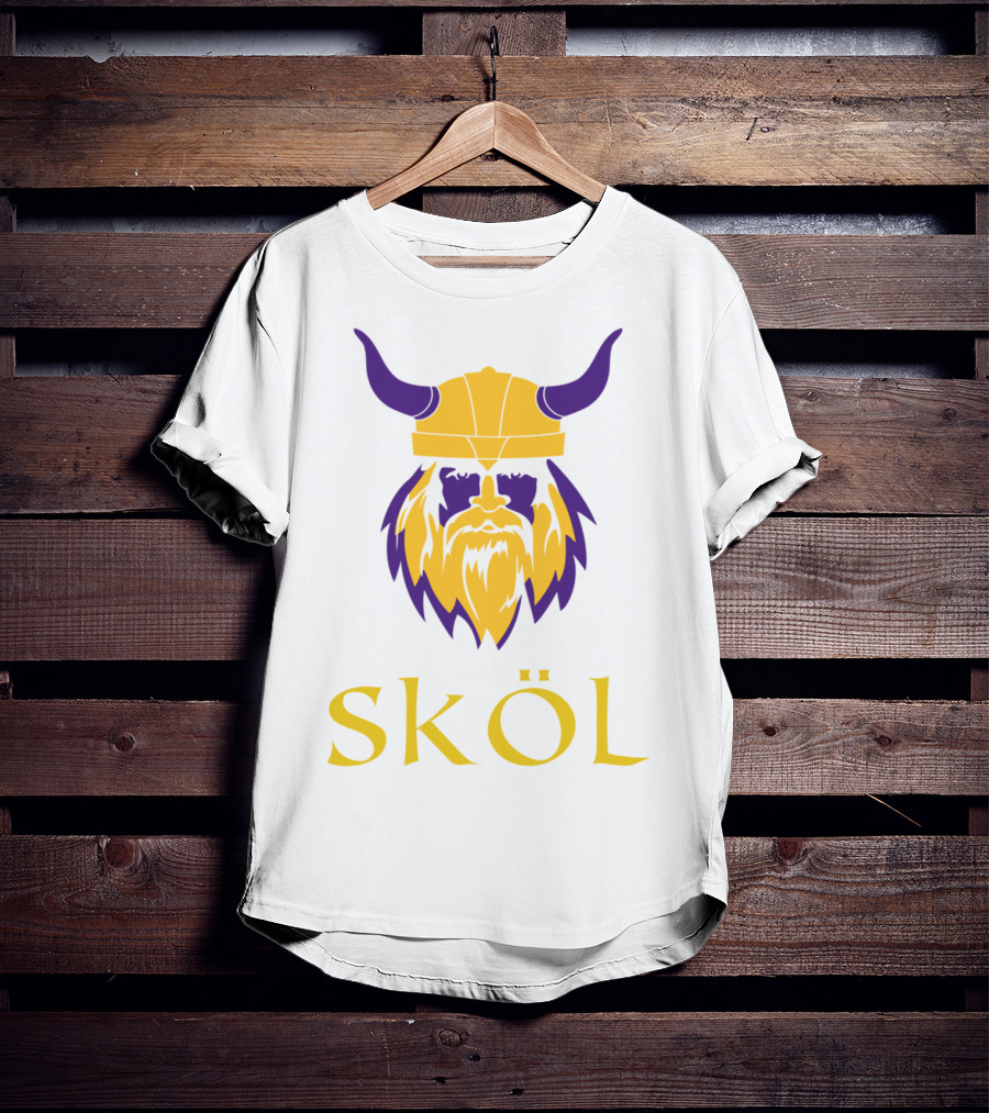 Viking Skol Helmet Scandinavian Warrior Iconic Purple And Gold Nordic T-Shirt