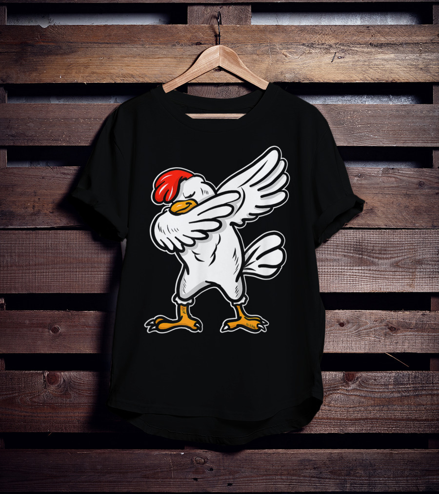 Dabbing Chicken Icon With Red Comb And White Feathers T-Shirt