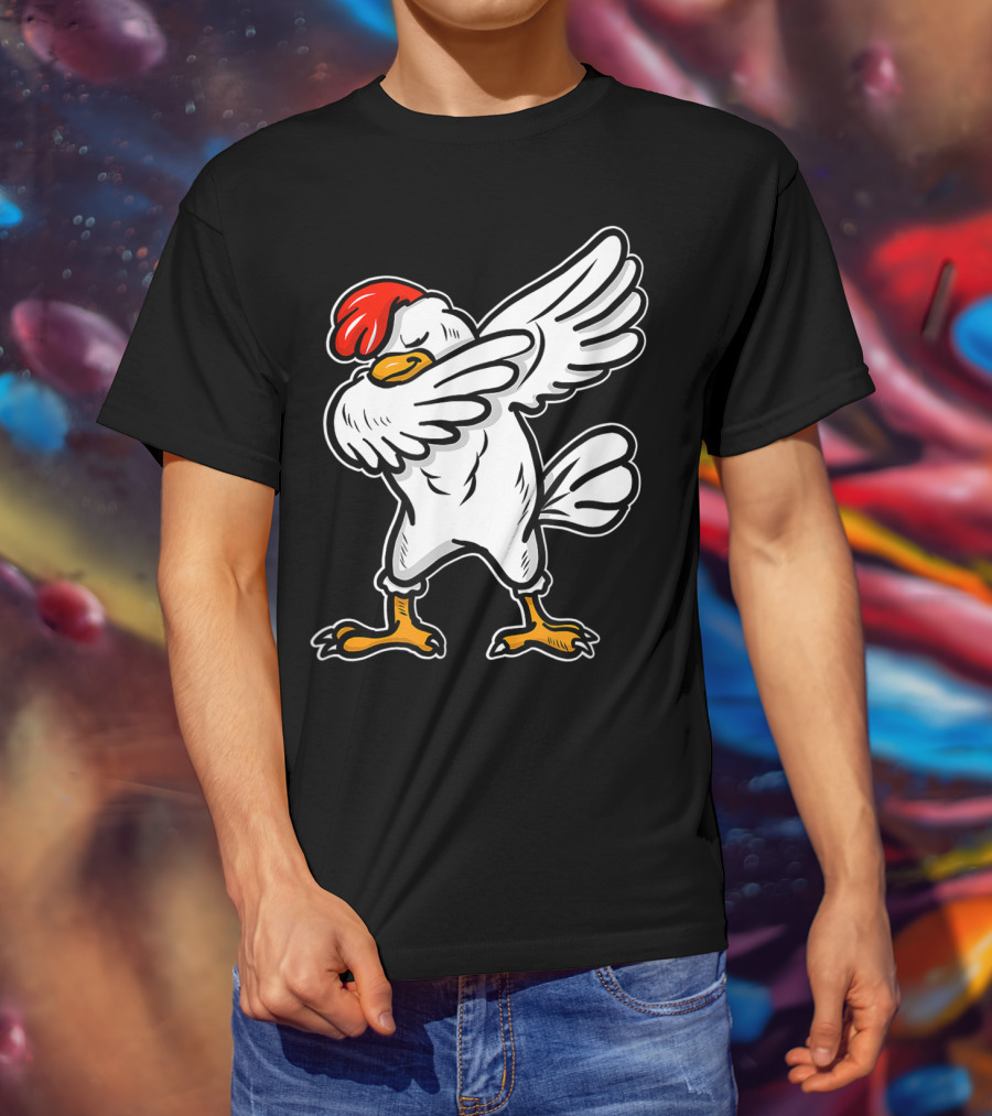 Dabbing Chicken Icon With Red Comb And White Feathers T-Shirt