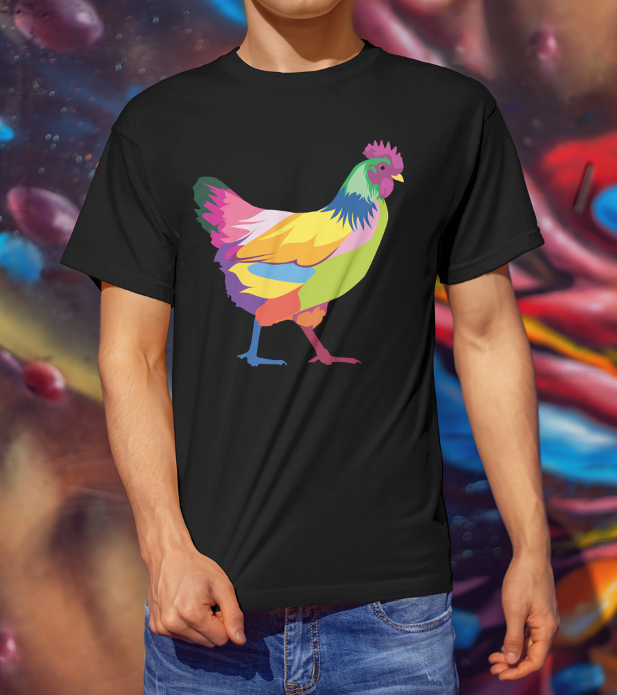 Colorful Rainbow Chicken Hen For Mama T-Shirt