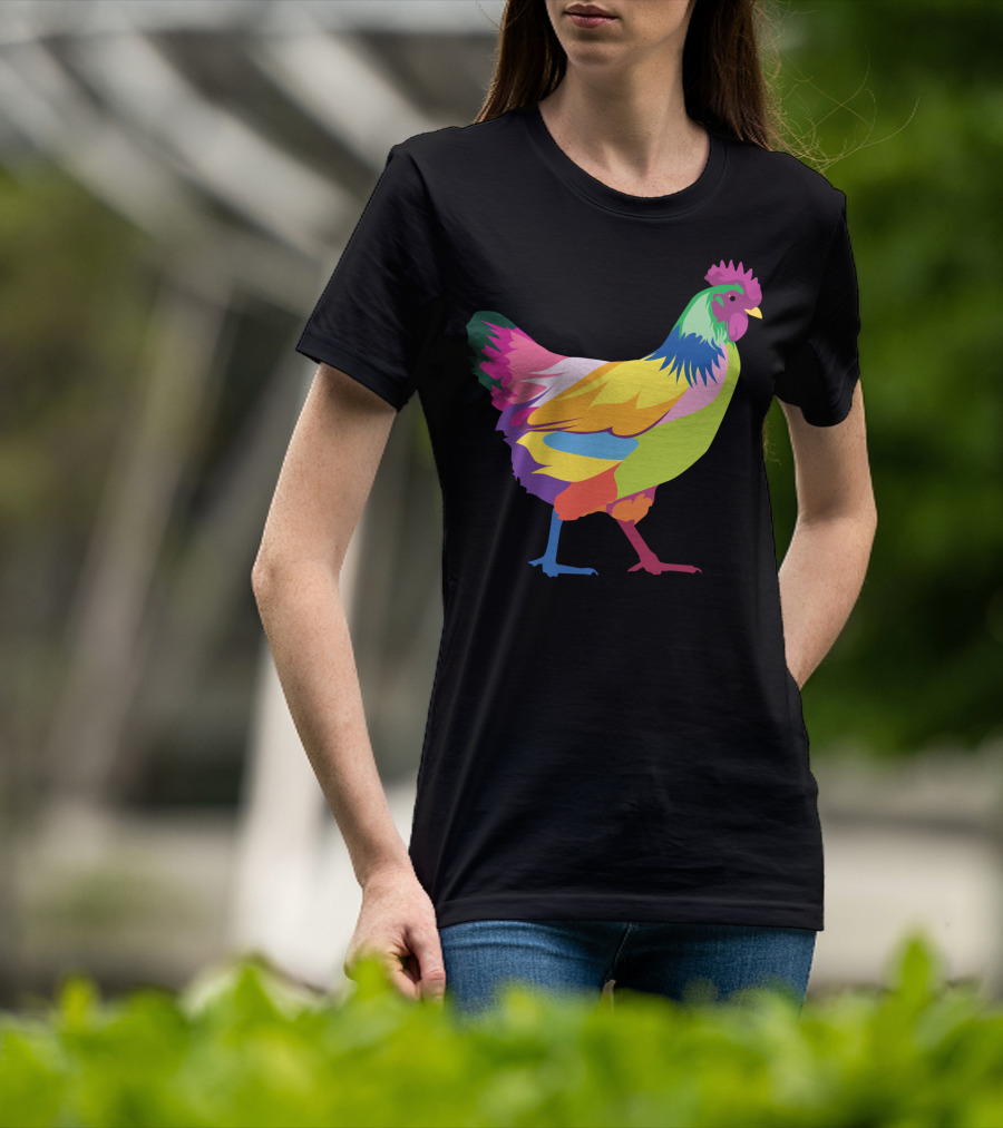 Colorful Rainbow Chicken Hen For Mama T-Shirt