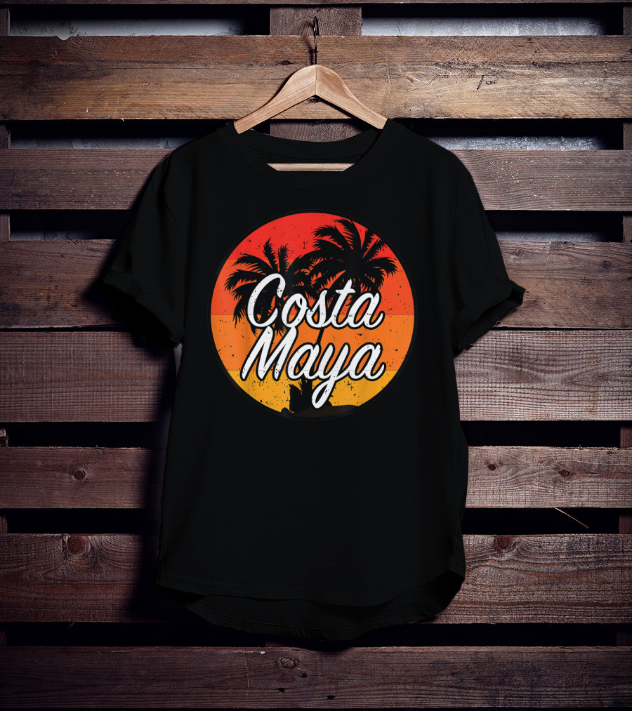 Costa Maya Mexico Vintage Sunset Palm Trees T-Shirt