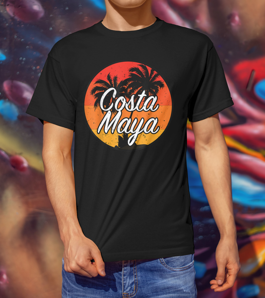 Costa Maya Mexico Vintage Sunset Palm Trees T-Shirt