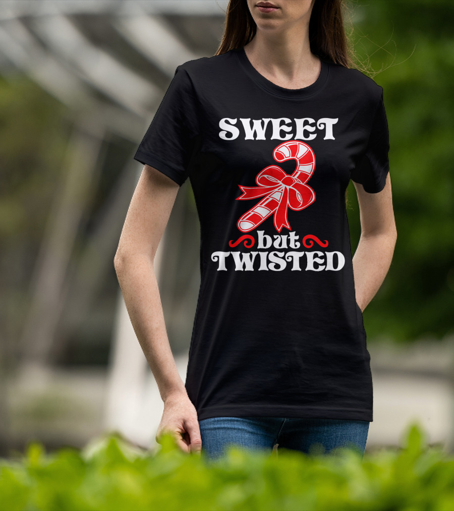Sweet But Twisted Candy Cane Bow T-Shirt