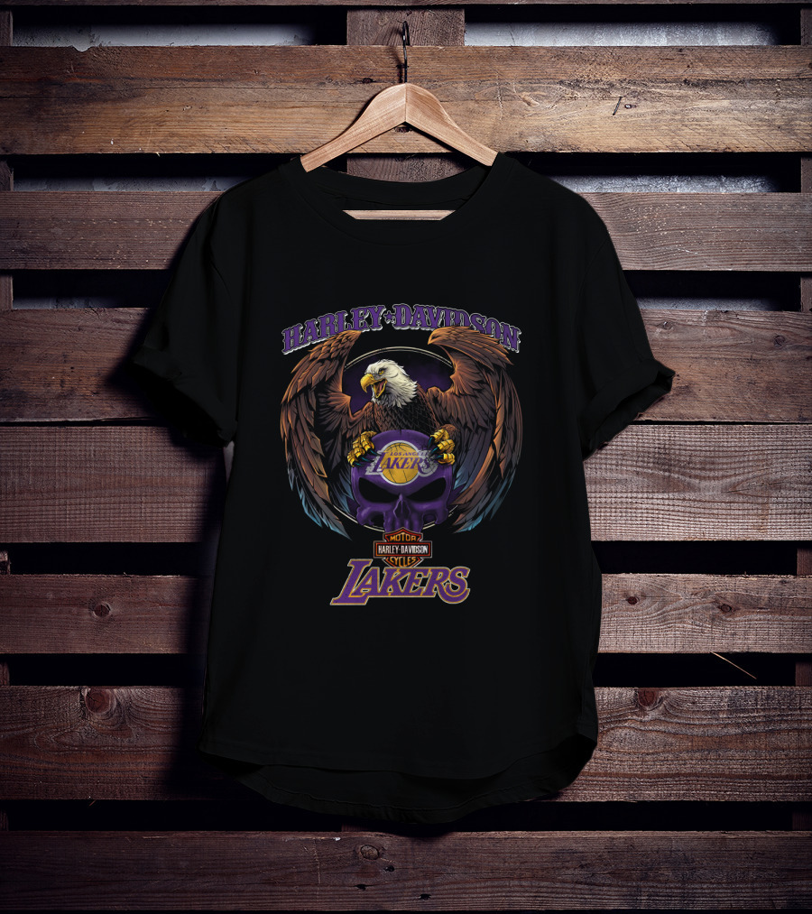 Harley Davidson Motor Los Angeles Lakers Eagle T-Shirt