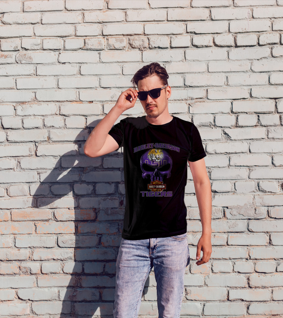 Harley Davidson Lsu Tigers Skull T-Shirt