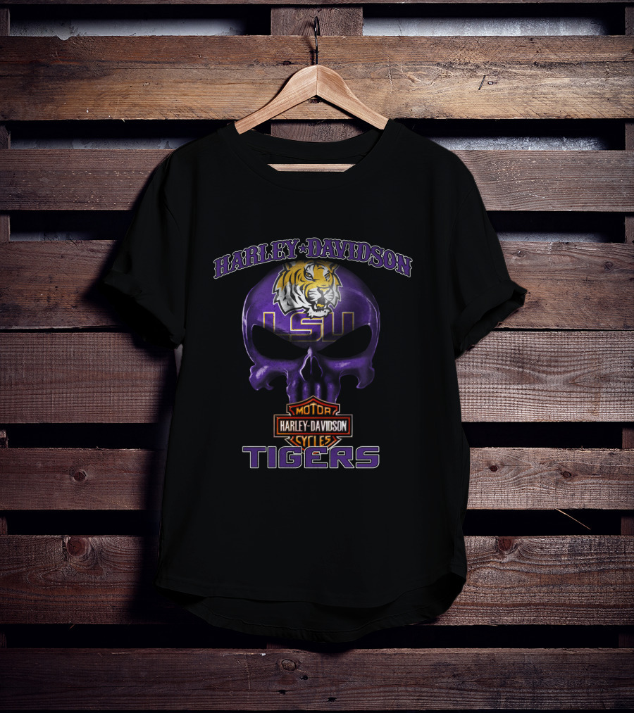 Harley Davidson Lsu Tigers Skull T-Shirt