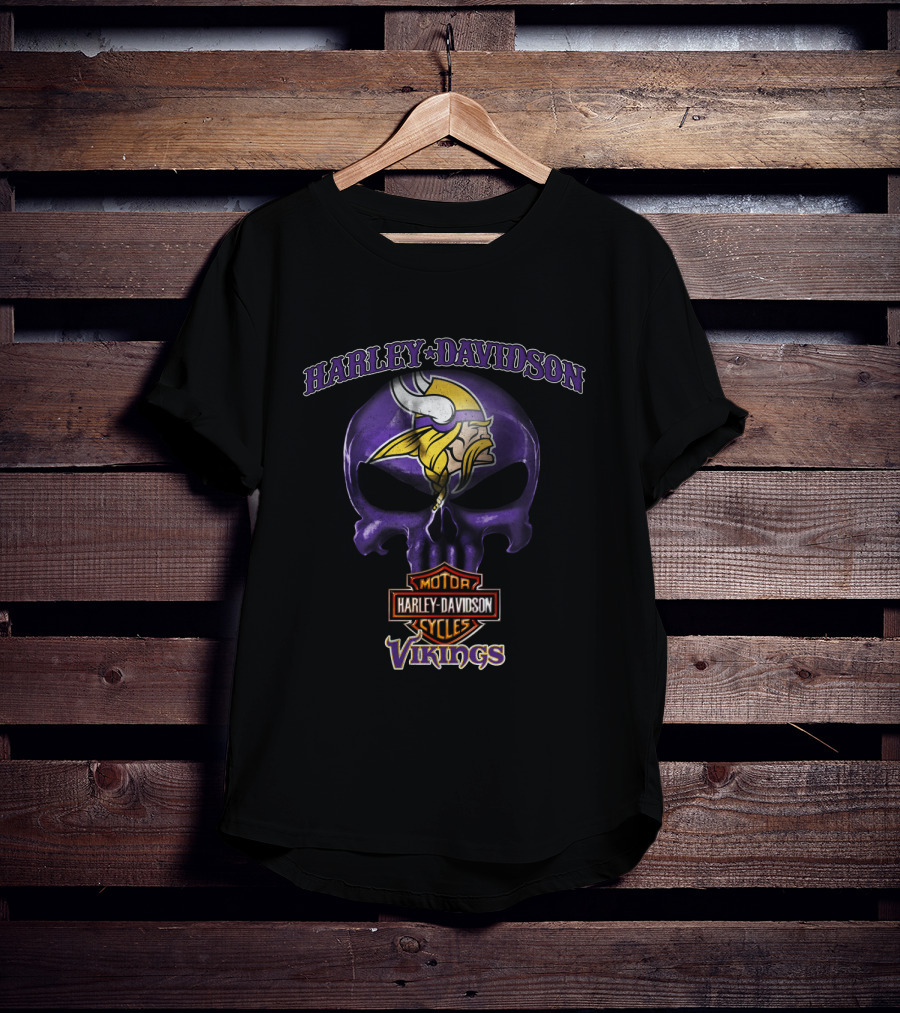 Harley Davidson Skull Minnesota Vikings T-Shirt